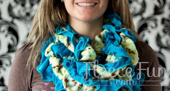 You can make a cosy scarf that is a combination of Jersey and Knit - comes with video tute!