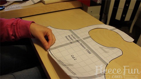 Free child apron pattern cut and ready for sewing using fleecefun’s tutorial