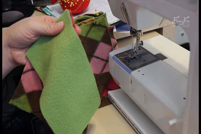 sewing the fabric pieces