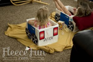 having fun with the theater cars. Make cute drive in theater cars with this free printable.