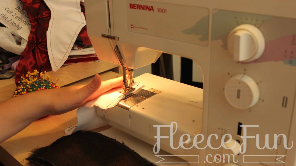 Step-by-step guide to sewing the stocking cuff with fleecefun and free template and tutorial.