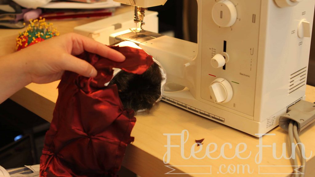 Bringing the high heel stocking together, guided by fleecefun's free template and tutorial.