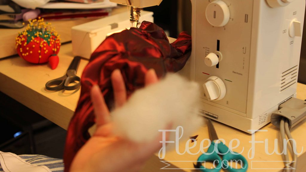 Completing the high heel stocking with expert tips from fleecefun's free template and tutorial.