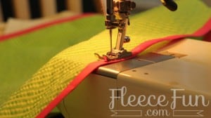 Beginning to sew a handmade apron using fleecefun’s free pattern