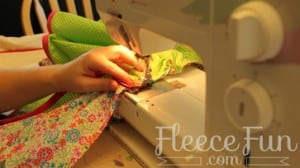 Sewing an apron skirt for a polished look using fleecefun’s tutorial