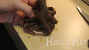 FleeceFun tutorial on sewing the ears for the monkey hat