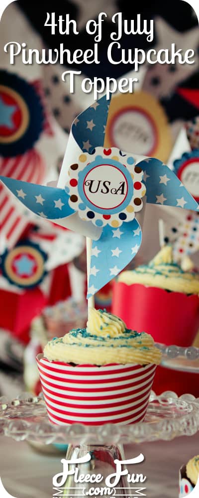 Free 4th of July Cupcake toppers pinwheel cupcake toppers {The 1776 collection}
