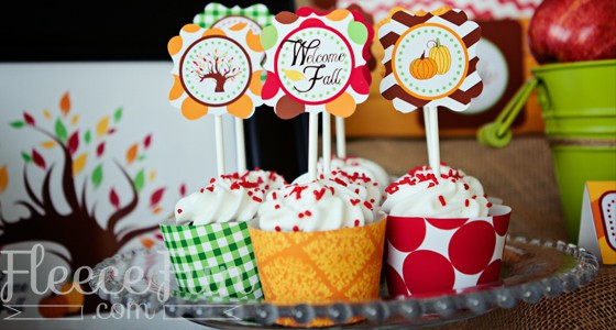 Free Printable Fall Cupcake Wraps and Toppers
