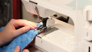 sewing the lining.
