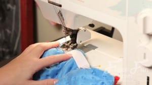 sewing the elastic on