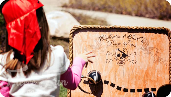This DIY Captain Hook’s Ring Toss is the perfect game for your little pirates. With a free jumbo printable and step-by-step instructions, you’ll build a sturdy, sea-worn game board that’s fun for all ages. The rope rings are quick to make, and the whole project is designed to last for many swashbuckling parties ahead.