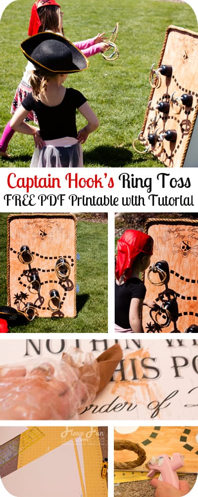 I love this pirate party ring toss game with free JUMBO printable. It's perfect. Plus i love her step by step DIY directions - such a great pirate party idea. Love this.