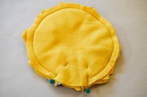 sewing the softie together. a sunshine softie, perfect for kids, handmade gifts, and DIY sewing projects, made with free pattern and step by step tutorial from fleece fun