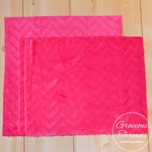 Cutting fleece pieces for your Valentine's pillow project using fleecefun free tutorial