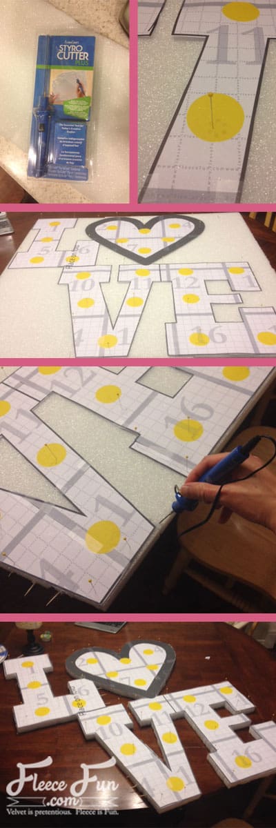 Transforming Styrofoam into love letter designs with fleecefun’s Valentine tutorial.