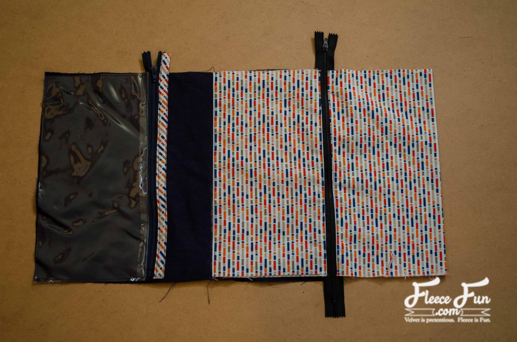 Placing the edge of the zipper pocket. This travel shaving kit is handmade, sleek, and super practical—with compartments that actually make sense. With our step-by-step tutorial, you can stitch one up and customize the fabric to fit his style. It’s the perfect blend of rugged and personal. He’ll use it more than once.