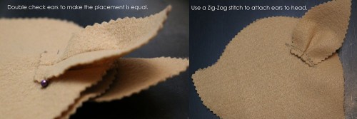 placing the ears on the head