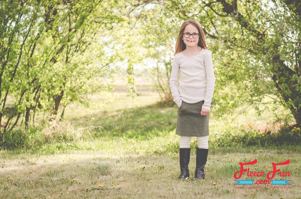 DIY upcycled sweater skirt with free fleecefun pattern