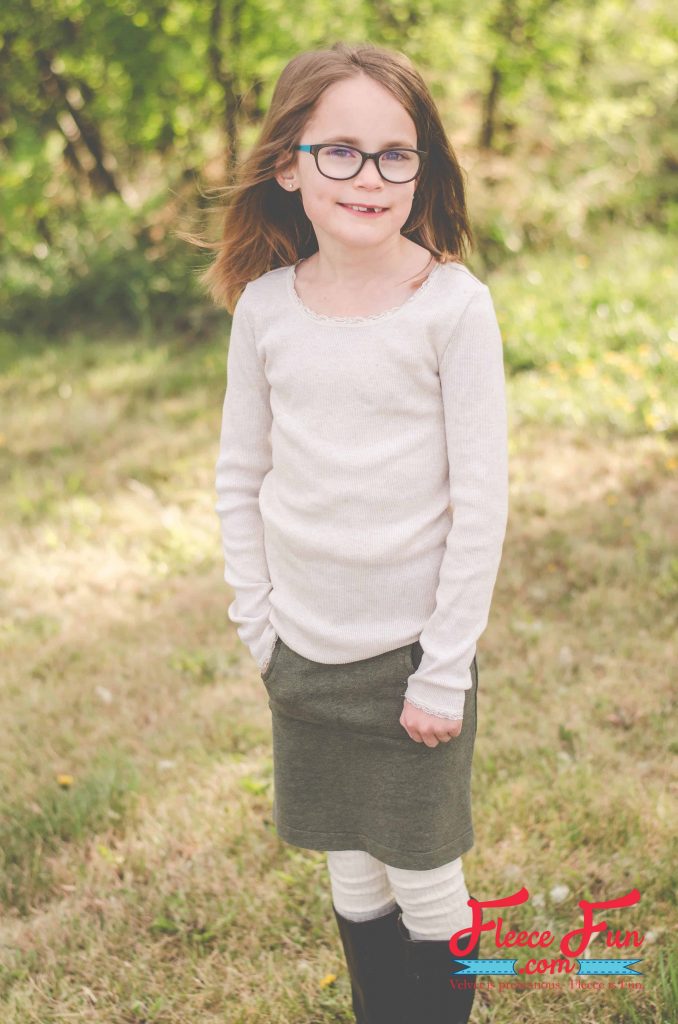 Complete the upcycled sweater skirt with fleecefun's free template