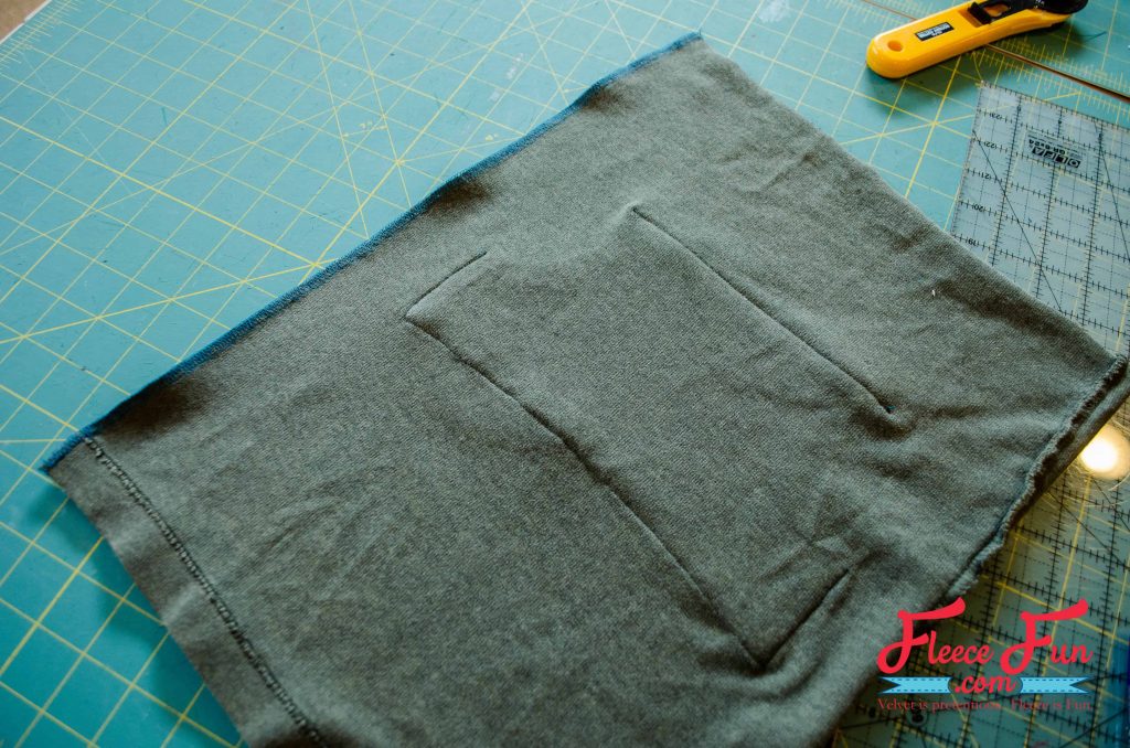 Step 4 of DIY upcycled skirt: finishing the skirt with fleecefun guide
