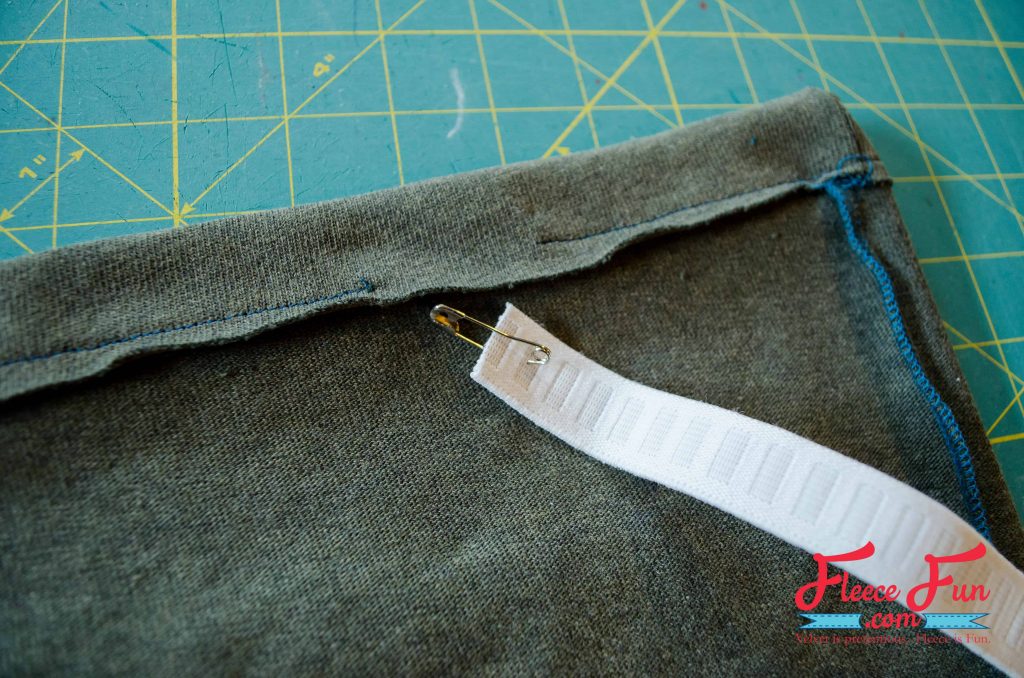 Insert the elastic into the casing with a safety pin. DIY upcycled skirt tutorial with free fleecefun guide