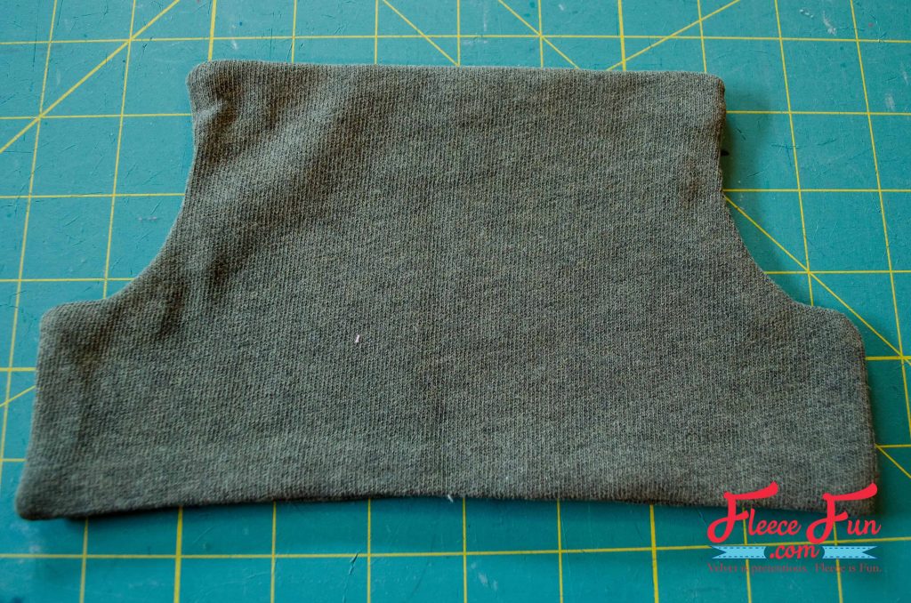 Turn pocket right side out and give it a good press. Sew the pocket for the upcycled skirt using fleecefun's free template