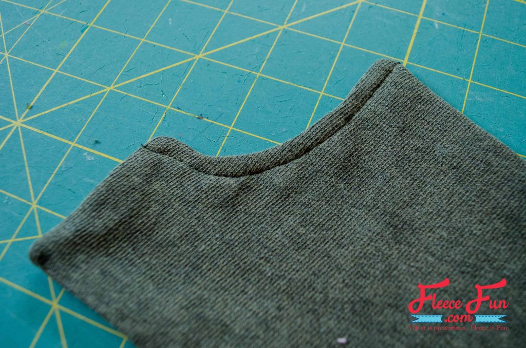 Sewing the pocket for an upcycled sweater skirt 