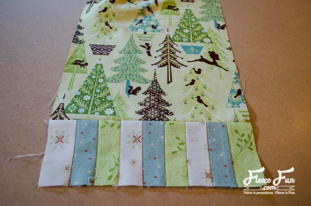 sewing the short ends of the panel
