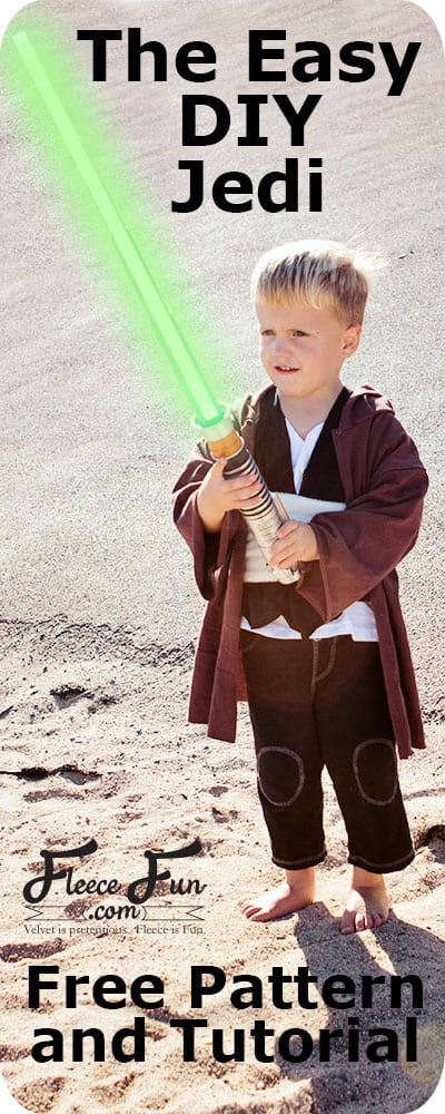 Easy Jedi DIY Costume Tutorial I love this easy to make DIY Jedi Knight inspired by Star Wars! This is perfect for dress up and Halloween. Love this easy to sew DIY idea. Easy Jedi DIY Costume Tutorial at Fleece Fun