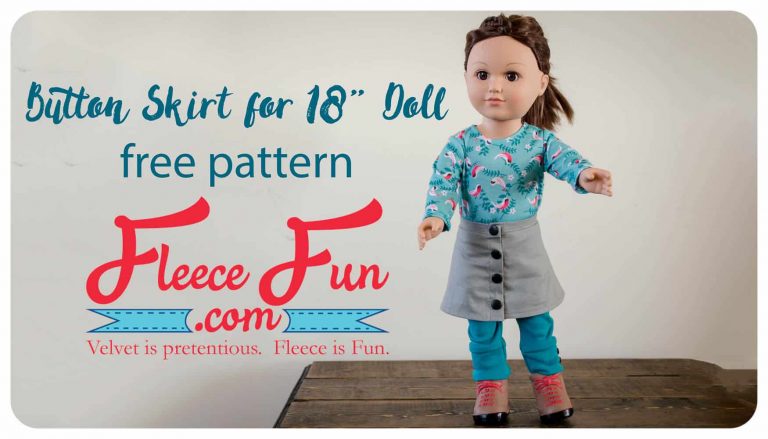 Button Front Skirt for an 18 Inch Doll Tutorial (free pattern)