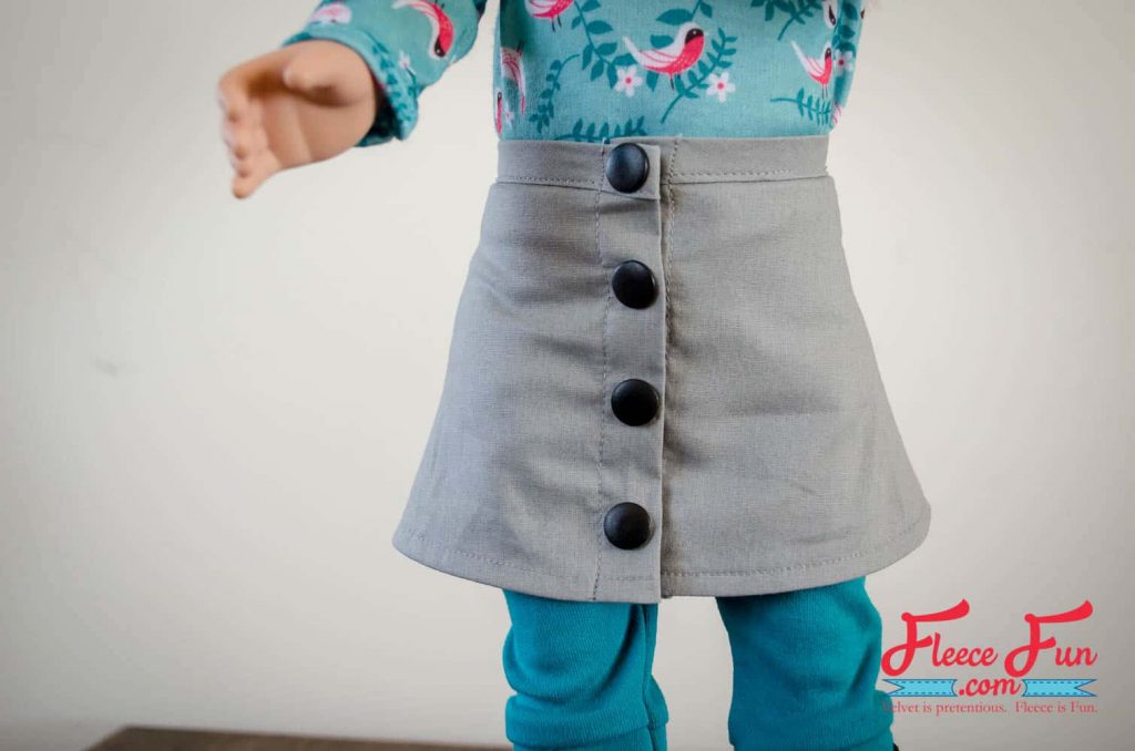 front view. I love this free Button Front Skirt sewing pattern for an 18 inch doll. This is such a cute skirt tutorial for my little one's American Girl Doll!