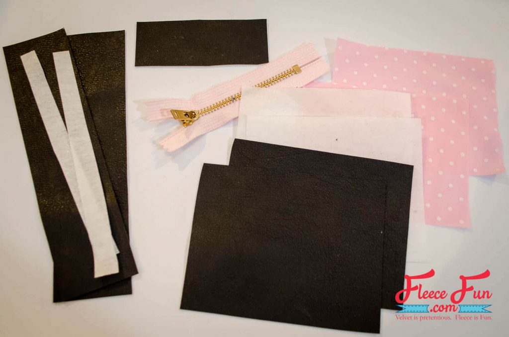 Cutting the leather and fringe pieces for the DIY purse using fleecefun’s free template and tutorial