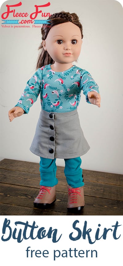 I love this free Button Front Skirt sewing pattern for an 18 inch doll. This is such a cute skirt tutorial for my little one's American Girl Doll!