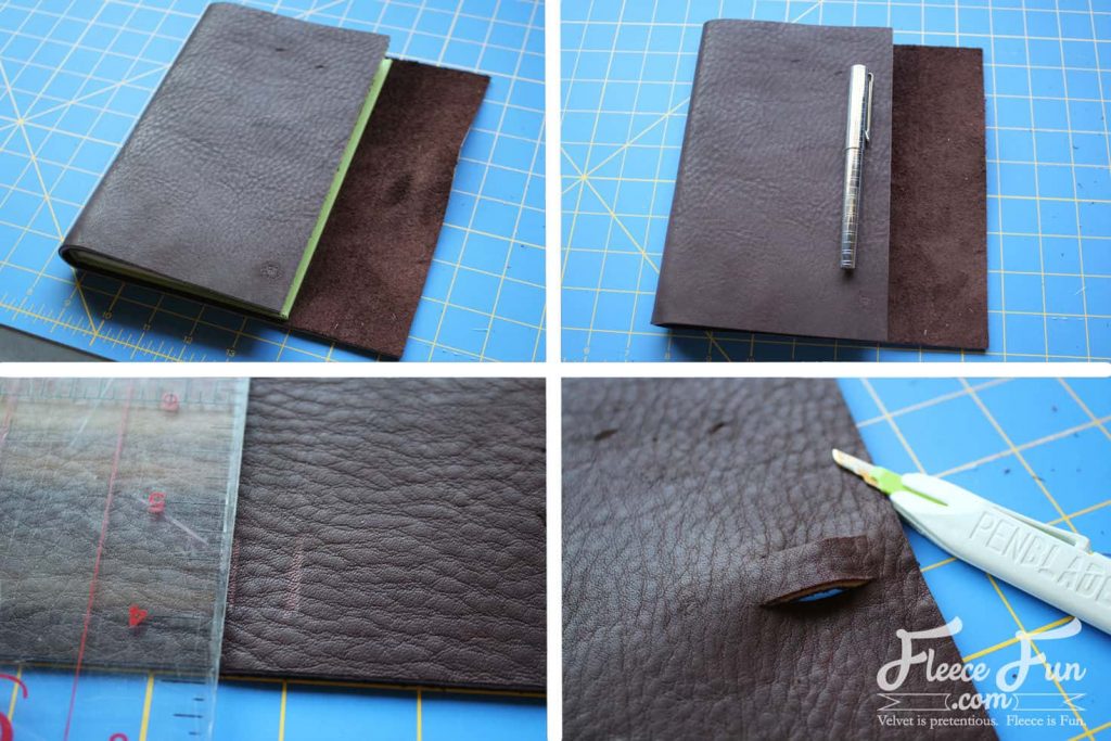 Steps in making the strip for the pen clasp. This DIY leather journal is thoughtful, practical, and made with love. This tutorial walks you through the process in 5 easy steps, so you can create a professional-looking leather journal—without needing fancy tools or experience. A perfect gift for yourself or someone special, made with your own two hands!