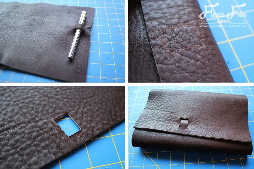 cutting a hole for the pen clasp