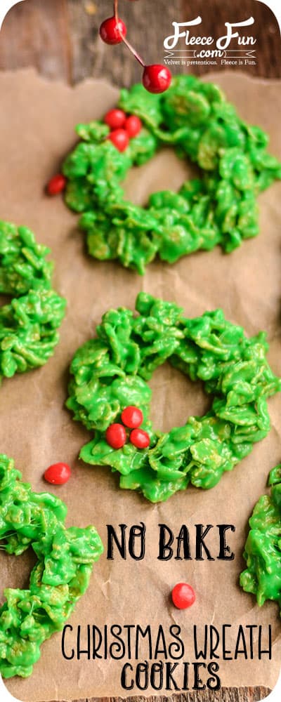 No Bake Christmas Wreath Cookies Recipe ♥ Fleece Fun