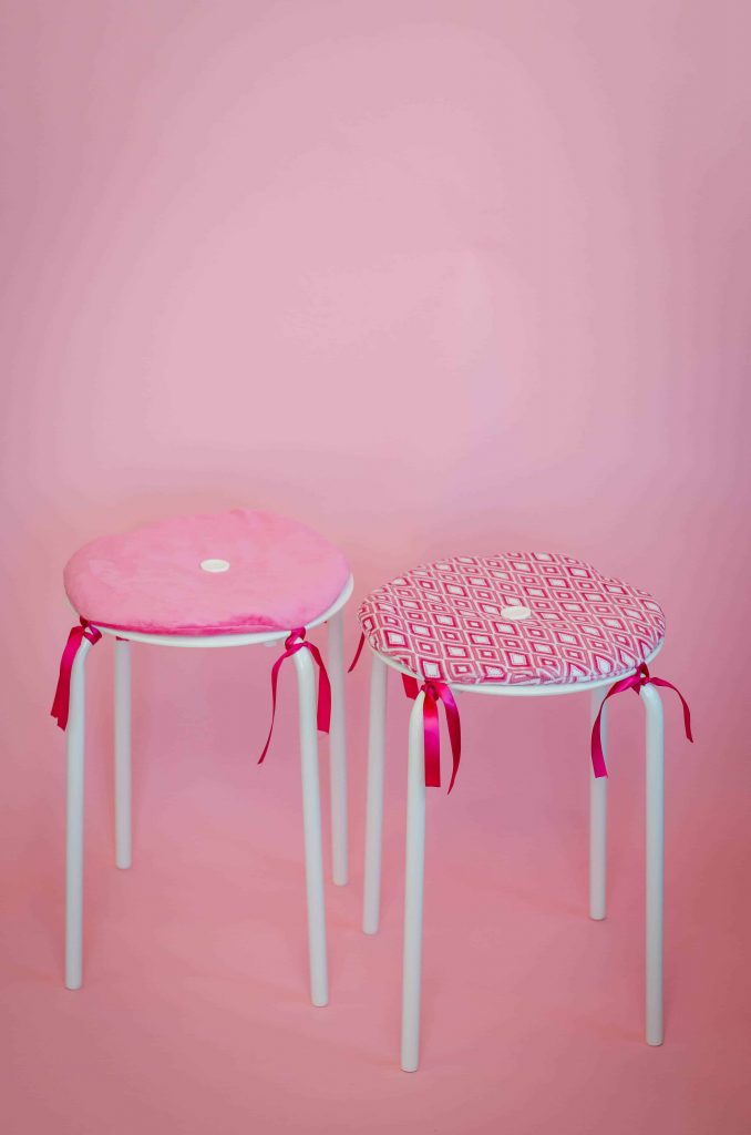 Handmade Ikea stool cushion using fleecefun’s free template and tutorial