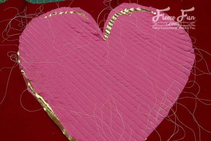 Creating chenille channels for a DIY heart pillow with fleecefun free template and tutorial