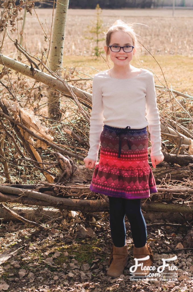 Step-by-step guide to sewing a fleece ruffle skirt with fleecefun’s free template and tutorial.