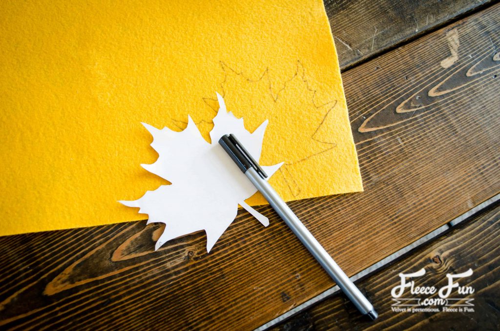 FleeceFun Step 1 Cut Out the Fall Leaves Pattern Free Tutorial