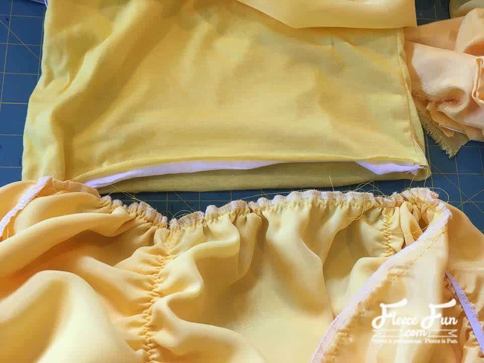sewing the top of the skirt
