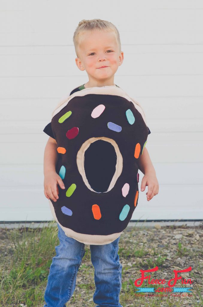 Simple donut costume DIY project using fleecefun's free template
