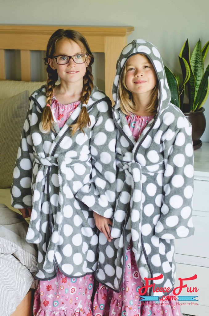Child fleece robe pattern cut and ready to sew with fleecefun free template and tutorial
