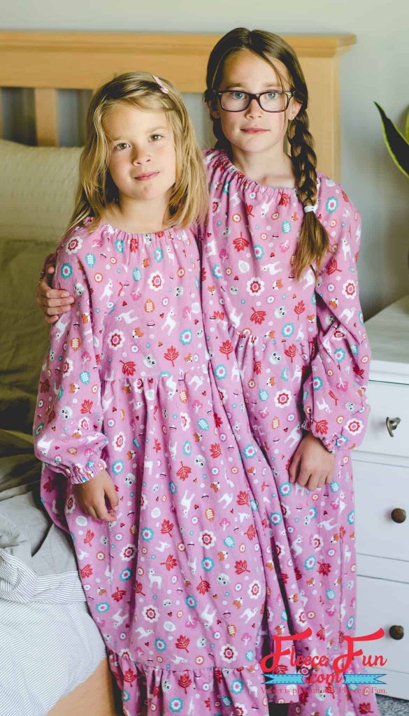 Detailed view of flannel fabric preparation for a nightgown, featuring fleecefun’s free sewing guide.
