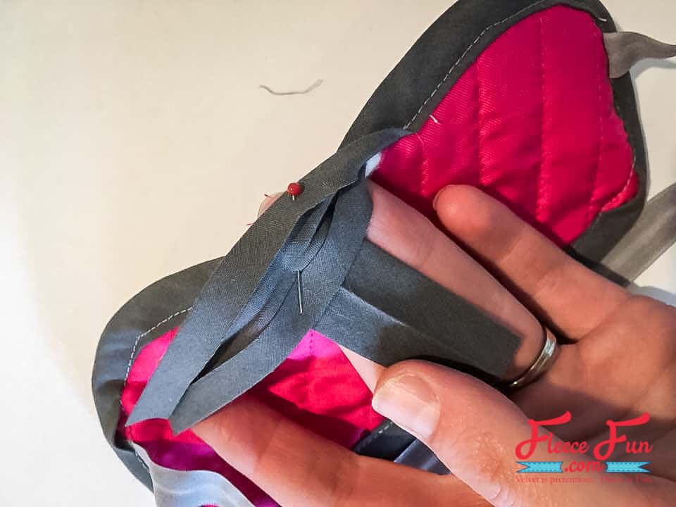 Sewing the sleep mask together using fleecefun’s free template and tutorial.