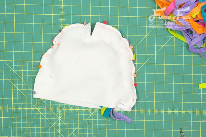 Pin through all those thick layers (this will help with sewing).