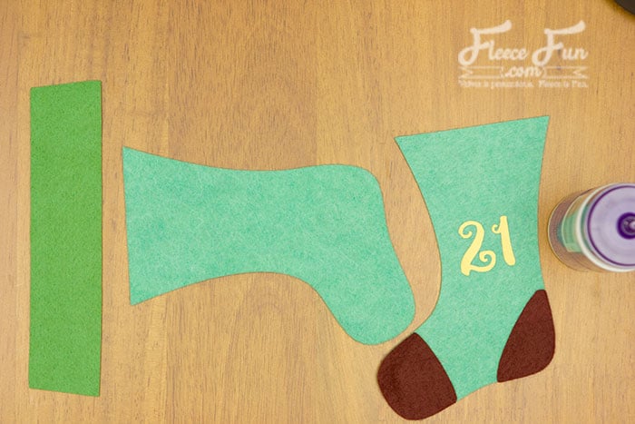 Putting together stocking pieces for fleecefun Advent Calendar project
