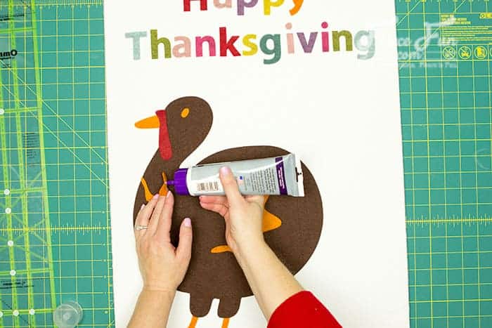 Glue the turkey elements into place for the game.