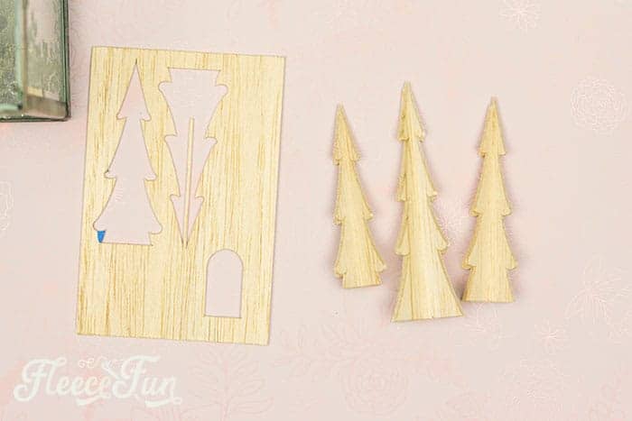 Crafting miniature trees for fleecefun's Christmas terrarium DIY project.