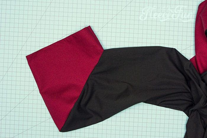 Flip The lining out. Fleecefun free template and tutorial step 5 attach the lining to the sleeves